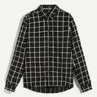 Shein Men Zip Front Collar Plaid Shirt