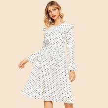 Shein Ruffle Trim Polka-dot 80s Dress