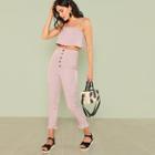 Shein Floral Cami Top & Button Fly Pants Set