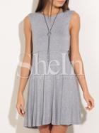 Shein Grey Layered Back Sleeveless Swing Dress