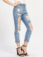 Shein Faded Wash Destroyed Jeans