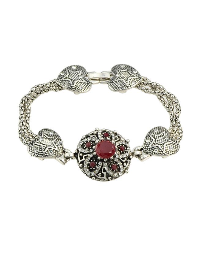 Shein Red Rhinestone Heart Shape Bracelet