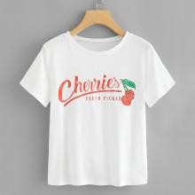 Shein Distressed Letter Print T-shirt