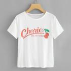 Shein Distressed Letter Print T-shirt