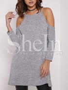 Shein Grey Spaghetti Strap Cold Shoulder Dress