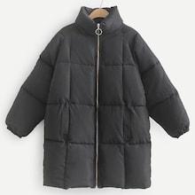 Shein Stand Neck Solid Puffer Coat