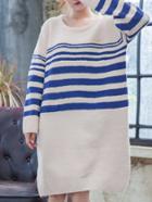 Shein Letter Embroidered Striped Dress