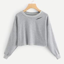 Shein Drop Shoulder Ripped Detail Sweatshirt