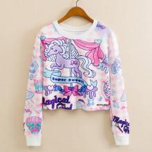 Shein Unicorn Print Crop Sweatshirt