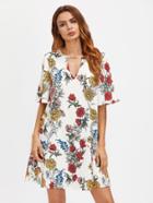 Shein V Cut Front Floral Print Dress