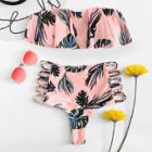 Shein Palm Print Bandeau Bikini Set
