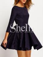 Shein Navy Cut Out Back Pleated Dress