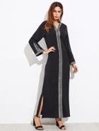 Shein Crochet Cuff And Placket Hooded Dress