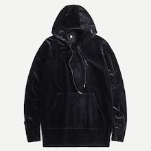 Shein Men Drawstring Solid Velvet Hoodie
