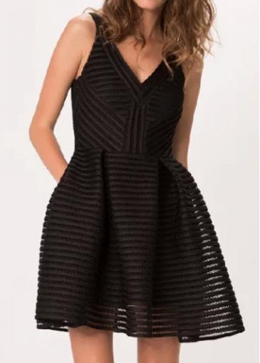 Rosewe Black Sleeveless Open Back Mini Dress