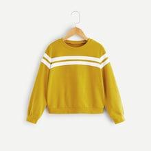 Shein Girls Varsity Striped Pullover
