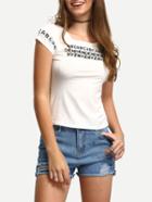 Shein White Letters Print Slinky T-shirt