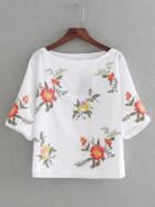 Shein Flower Embroidery Tunic Top
