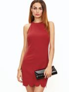 Shein Red Keyhole Back Halter Neck Scallop Dress