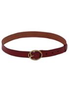 Shein Red Embossed Leather Carved Roller Buckle Belt