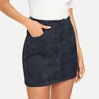 Shein Pocket Front Corduroy Skirt