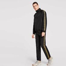 Shein Men Zip Up Leopard Trim Jacket & Pants Set