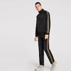 Shein Men Zip Up Leopard Trim Jacket & Pants Set