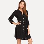 Shein Button Front Roll Up Sleeve Dress