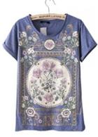 Rosewe Casual Style Round Neck Printed Cotton T Shirts