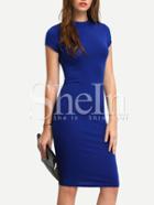 Shein Blue Short Sleeve Knee Length Bodycon Dress