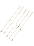Shein Gold Tone Multi Charm Link Bracelet Set