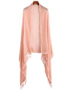 Shein Pink Lace Trim Fringe Scarf