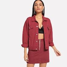 Shein Single Breasted Drop Shoulder Denim Jacket
