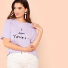 Shein Plus Letter Print Cuffed Tee