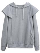Shein Grey Hooded Drawstring Sweatshirt