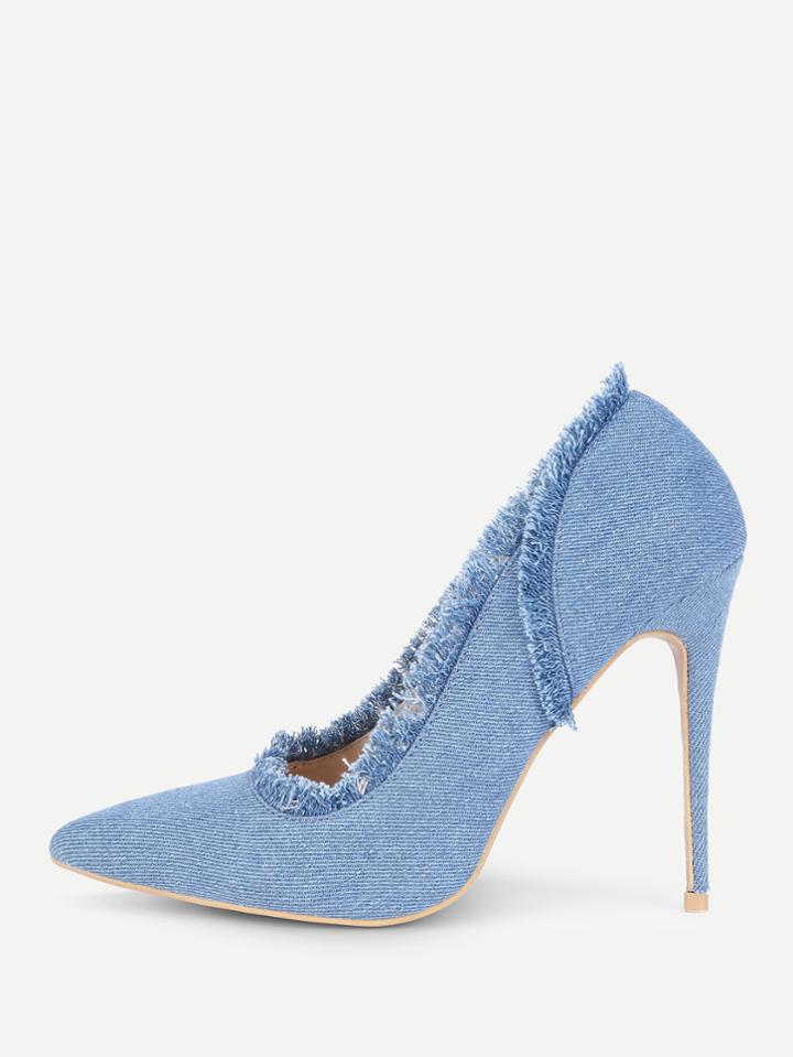 Shein Raw Trim Pointed Toe Stiletto Heels