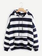 Shein Contrast Stripe Kangaroo Pocket Hoodie