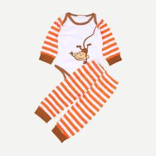 Shein Boys Monkey Print Top With Striped Pants