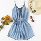 Shein Elastic Waist Cami Denim Jumpsuit