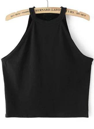 Shein Halter Crop Black Tank Top