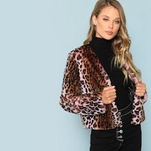 Shein Leopard Print Faux Fur Coat