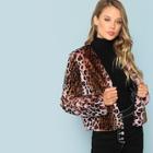 Shein Leopard Print Faux Fur Coat