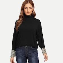 Shein Drop Shoulder Snake Skin Panel Tee