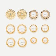 Shein Faux Pearl Decorated Stud Earring Set