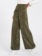 Shein Buttoned Pocket Front Cord Palazzo Pants