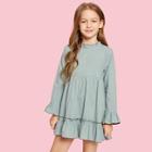 Shein Girls Mock-neck Ruffle Dress