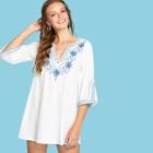 Shein Embroidered V Cut Neck Dress