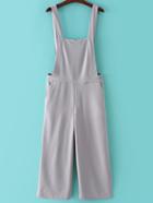 Shein Grey Pockets Button Zipper Side Straps Jumpsuit