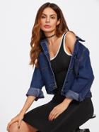 Shein Dual Pocket Cropped Denim Jacket