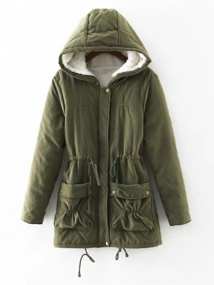 Shein Fuzzy Lined Utility Parka Coat
